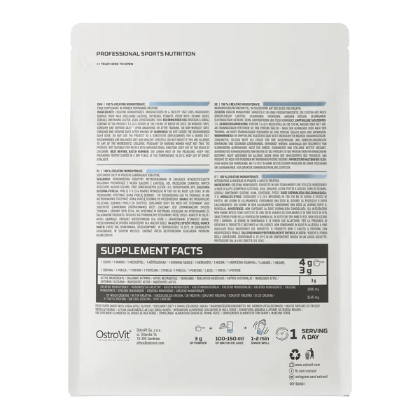 Creatina Ostrovit  500 G Sin Sabor