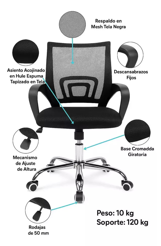 Silla De Oficina Ergonomica Reclinable Ajustable Profesional